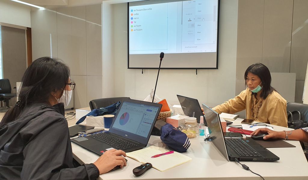 Women working on computer during data literacy training