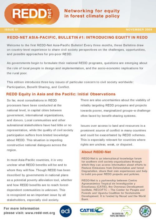 REDD-Net Asia-Pacific Bulletin #1: Introducing Equity in REDD