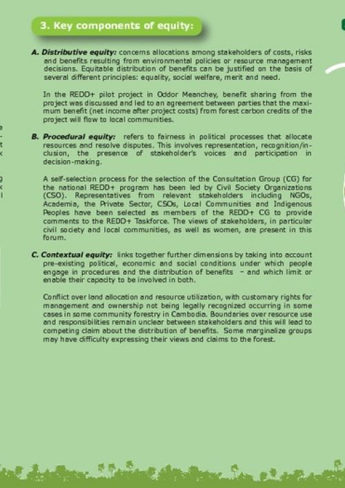 Equity in REDD+ Process in Cambodia: Fairness of Treatment for All Steakholders