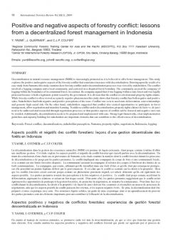 Positive and Negative Aspects of Forestry Conflict: Lessons From Decentralized Forest Management in Indonesia